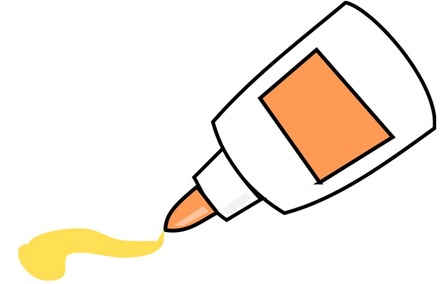 Line illustration of a fletching glue bottle with an adhesive drop, representing CA and solvent-cement adhesives for arrow vanes