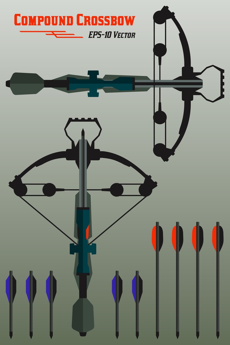 Second color variant of a horizontal compound crossbow cam-and-cable system diagram