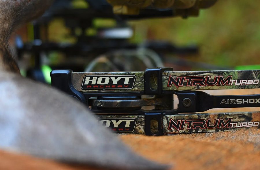 Close-up of a Hoyt recurve limb pocket and limb, showing the limb-to-riser connection
