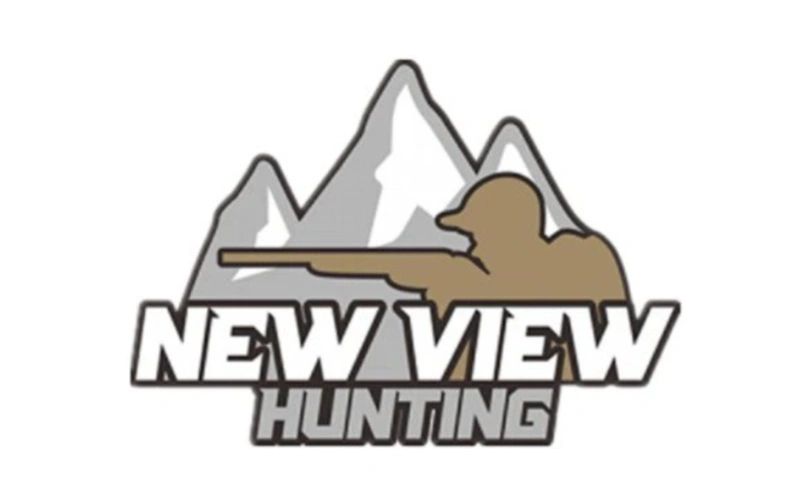 The New View Hunting logo: a hunter and rifle against grey mountains